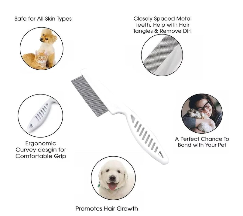 Fugedox 2 Pcs Pet Grooming Comb, Stainless Steel Dog Cat Grooming Combs with Stainless Steel Teeth, Pet Dematting Tools, for Small, Medium & Large Pets - Image 2